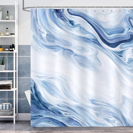 Unyqoos® Modern abstract blauw marmer douchegordijn 180x180 cm met anti-schimmel en waterdichte eigenschappen