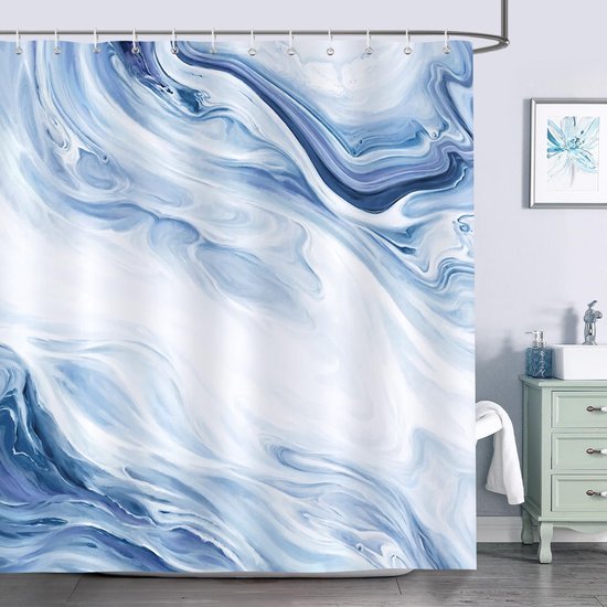 Unyqoos® Modern abstract blauw marmer douchegordijn 180x180 cm met anti-schimmel en waterdichte eigenschappen