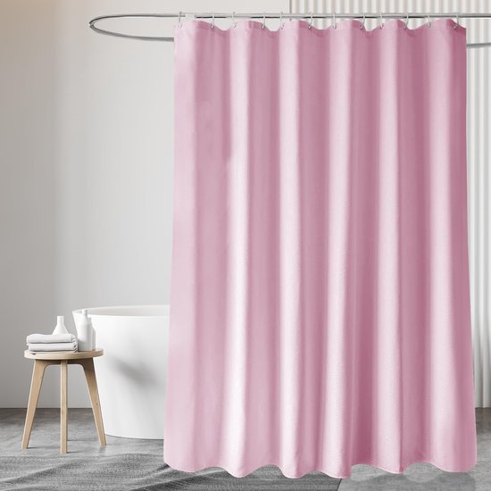 550x550-8866.jpg Unyqoos® Roze textiel douchegordijn met waterdichte eigenschappen en haken