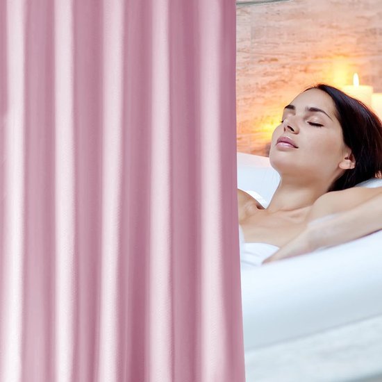 550x550-8868.jpg Unyqoos® Roze textiel douchegordijn met waterdichte eigenschappen en haken
