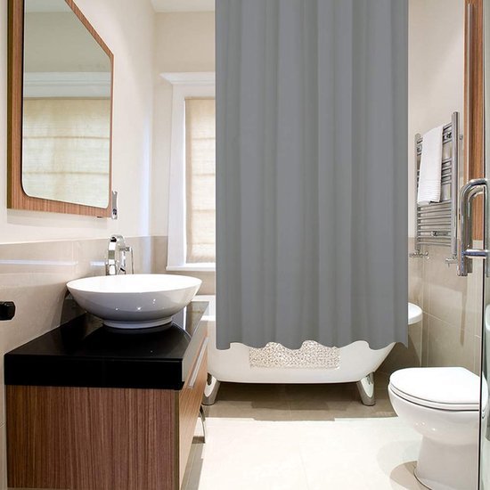 550x550-8872.jpg Unyqoos® Waterbestendig douchegordijn met haken in antracietgrijs polyester