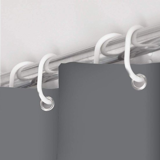 550x550-8874.jpg Unyqoos® Waterbestendig douchegordijn met haken in antracietgrijs polyester