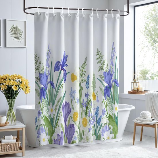 Unyqoos® Stijlvol Polyester Douchegordijn met Moderne Print en Accessoires, 180 x 200 cm