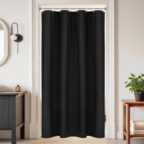 550x550-8887.jpg Unyqoos® Zwart Waterdicht Douchegordijn met Magneet en Schimmelwerende Eigenschappen