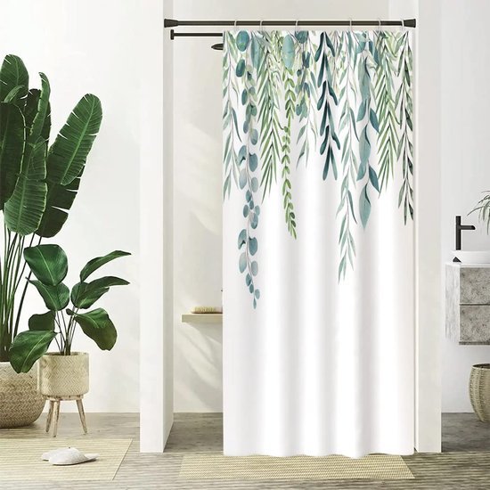 Unyqoos® Stijlvol Groen Blad Douchegordijn met Eucalyptusmotief voor Moderne Badkamerinrichting