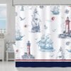 Unyqoos® Douchgordijn met Nautische Leefomgeving en Maritiem Ontwerp voor Badkamer 180x180 cm Inclusief Haken