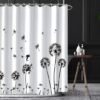 Unyqoos® Waterdicht douchegordijn met bloemenpatroon en ophanglussen 180x180 cm