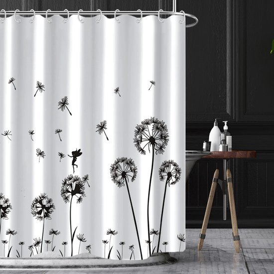 Unyqoos® Waterdicht douchegordijn met bloemenpatroon en ophanglussen 180x180 cm