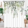 Unyqoos® Waterafstotend douchegordijn met groene bladprint en verzwaarde zoom 220x180 cm