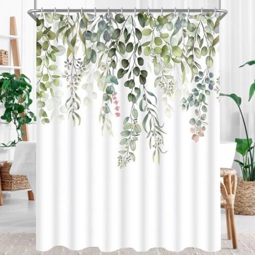 550x550-8924.jpg Unyqoos® Waterafstotend douchegordijn met groene bladprint en verzwaarde zoom 220x180 cm