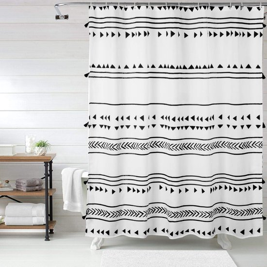 550x550-8932.jpg Unyqoos® Stijlvolle boho douchegordijn set met geometrisch patroon en haken