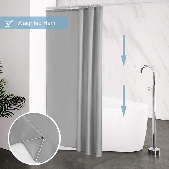 Unyqoos® Grijs waterdicht douchegordijn van polyester met schimmelwerende eigenschappen