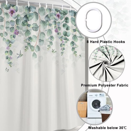 550x550-8955.jpg Unyqoos® Elegant Eucalyptus Design Douchegordijn Met Schimmelbestendige Eigenschappen Voor Een Luxe Badkamerervaring