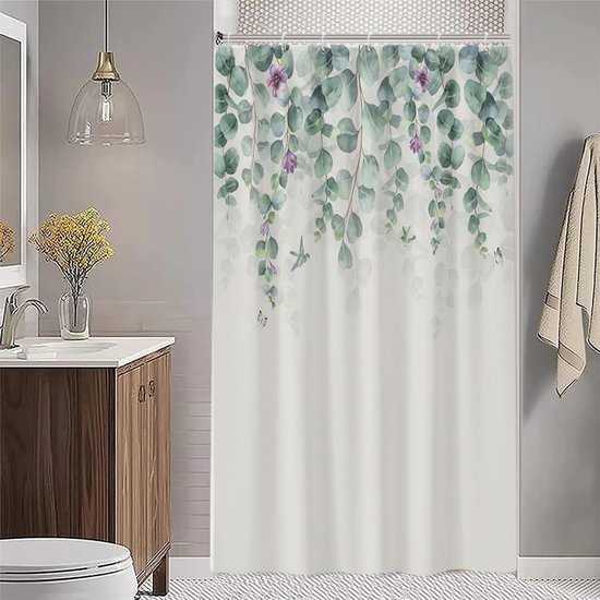 550x550-8956.jpg Unyqoos® Elegant Eucalyptus Design Douchegordijn Met Schimmelbestendige Eigenschappen Voor Een Luxe Badkamerervaring