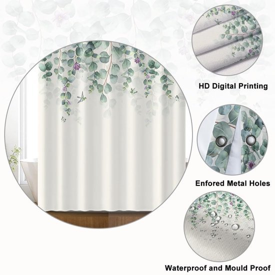 550x550-8957.jpg Unyqoos® Elegant Eucalyptus Design Douchegordijn Met Schimmelbestendige Eigenschappen Voor Een Luxe Badkamerervaring