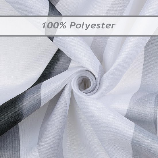 Unyqoos® Douchgordijn met Moderne Zwart-Grijze Golfpatronen, Waterdicht en Wasbaar, Inclusief 12 Haken