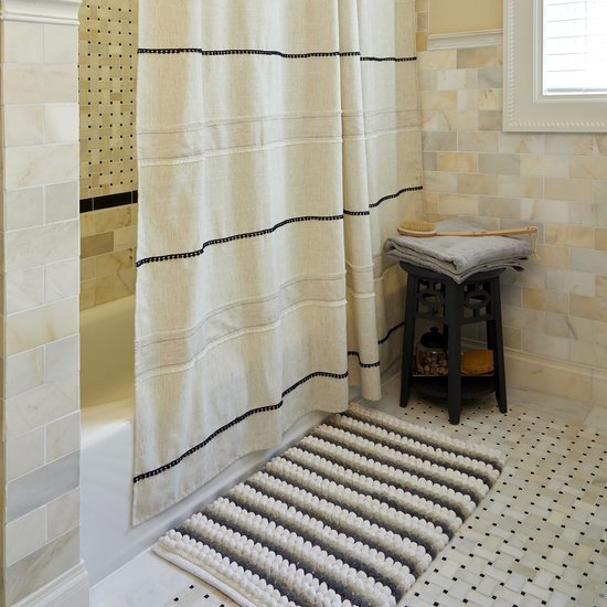 Unyqoos® Elegant Douchegordijn van Linnen en Polyester met Versterkte Ophangogen