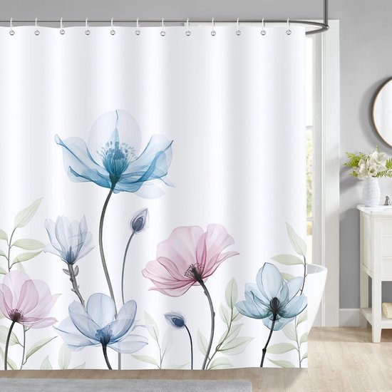 550x550-8981.jpg Unyqoos® Schimmelwerend en Waterdicht Douchegordijn met Kleurrijke Bloemenprint en Haken voor Badkamer