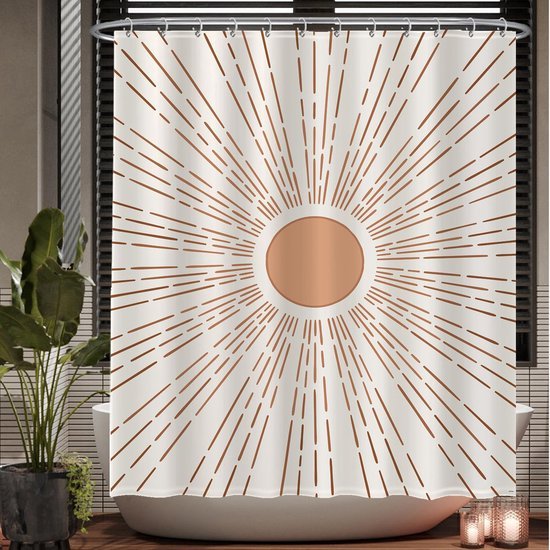 Unyqoos® Stijlvol Boheems Douchegordijn met Zonmotief - 180 x 200 cm - Waterafstotend en Wasbaar