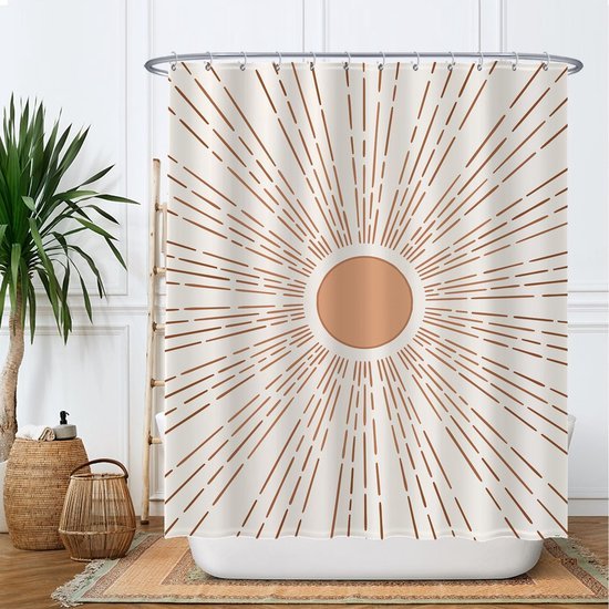 Unyqoos® Stijlvol Boheems Douchegordijn met Zonmotief - 180 x 200 cm - Waterafstotend en Wasbaar