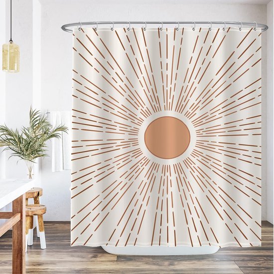 Unyqoos® Stijlvol Boheems Douchegordijn met Zonmotief - 180 x 200 cm - Waterafstotend en Wasbaar