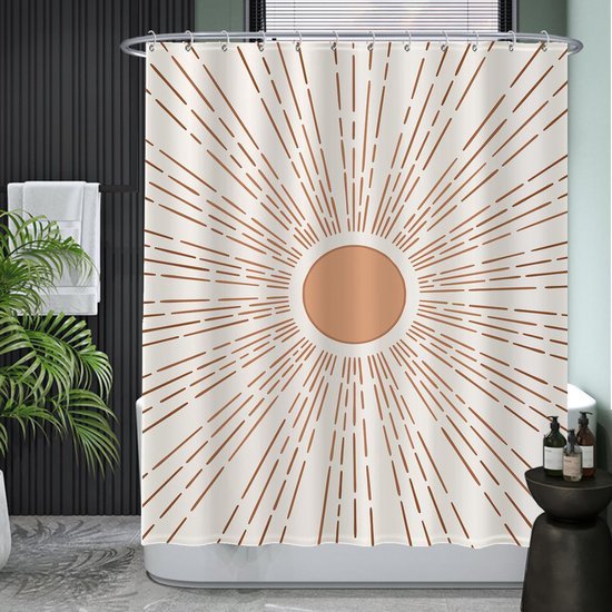Unyqoos® Stijlvol Boheems Douchegordijn met Zonmotief - 180 x 200 cm - Waterafstotend en Wasbaar