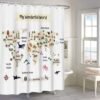 Unyqoos® Grappig Douchegordijn met Wereldkaart en Schattige Dierenmotieven voor Badkamerplezier