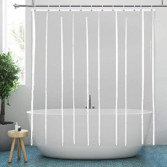 550x550-9005.jpg Unyqoos® Transparant waterdicht douchegordijn met magneten en kunststof haken