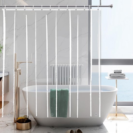 550x550-9006.jpg Unyqoos® Transparant waterdicht douchegordijn met magneten en kunststof haken