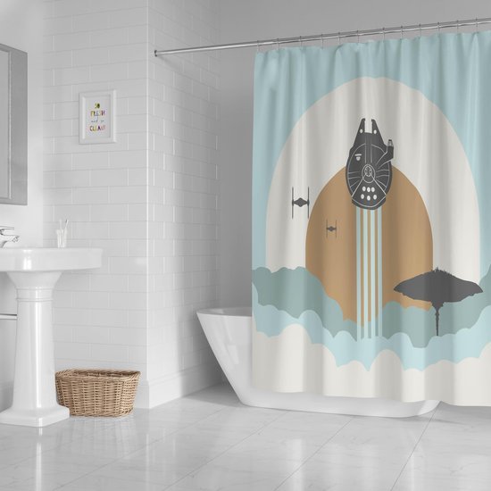 Unyqoos® Droom weg onder een Galactisch Douchegordijn met Ruimtevaart Thema, 178 x 182 cm, Perfect voor Badkamer Avonturen