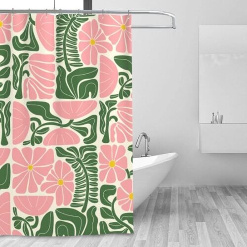 550x550-9032.jpg Unyqoos® Stijlvolle retro douchegordijn met abstracte bloemen en geometrische patronen