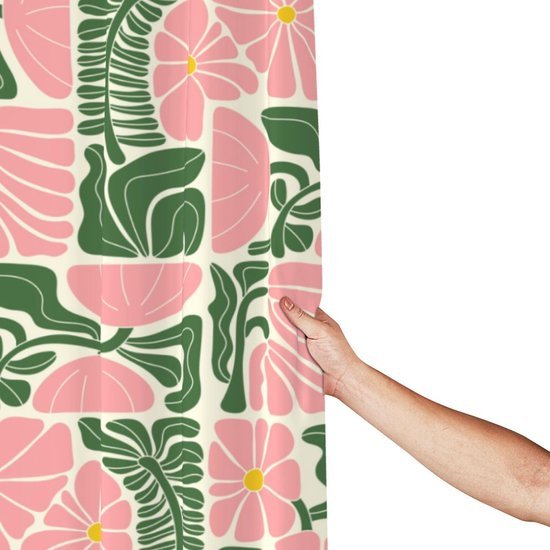 Unyqoos® Stijlvolle retro douchegordijn met abstracte bloemen en geometrische patronen