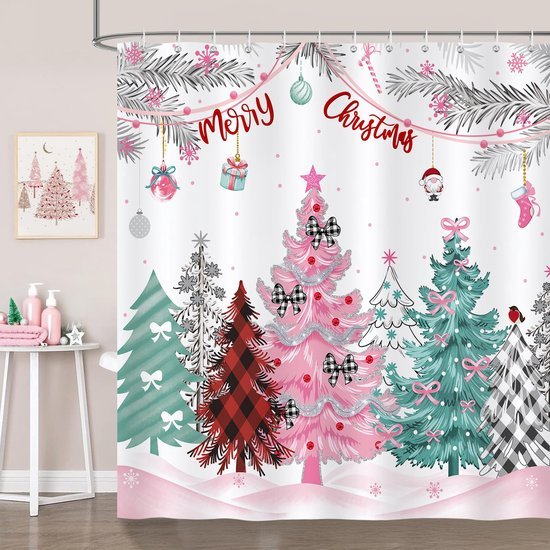Unyqoos® Feestelijk douchegordijn met kerstmotief voor een gezellige badkamer