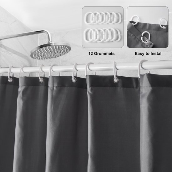 Unyqoos® Waterbestendig en Sneldrogend Douchegordijn van Textielstof met Inclusief Ringen voor Badkamercomfort