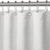 Unyqoos® Wit waterdicht douchegordijn van wafelstof met magneten en ringen