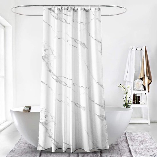 Unyqoos® Waterdicht en Antibacterieel Douchegordijn met Luxe Marmerprint en Accessoires 180 x 180 cm