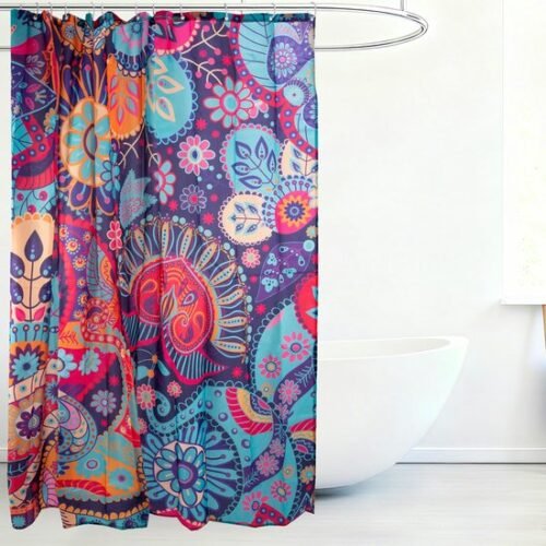 550x550-9105.jpg Unyqoos® Waterafstotende bloemen douchegordijn met haken en schimmelbestendig polyester