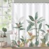 Unyqoos® Schimmelwerend Douchegordijn met Tropische Bladeren en Plantenprint, 180 x 180 cm, Inclusief Haken
