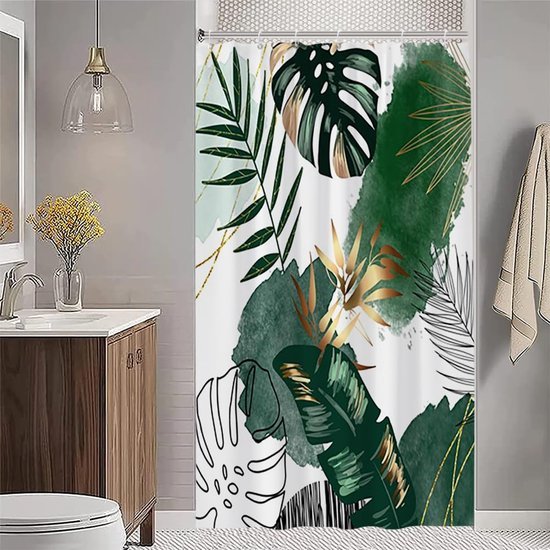 Unyqoos® Elegant Douchegordijn met Boho-Stijl en Jungle Palmblad Design voor Luxe Badkamers