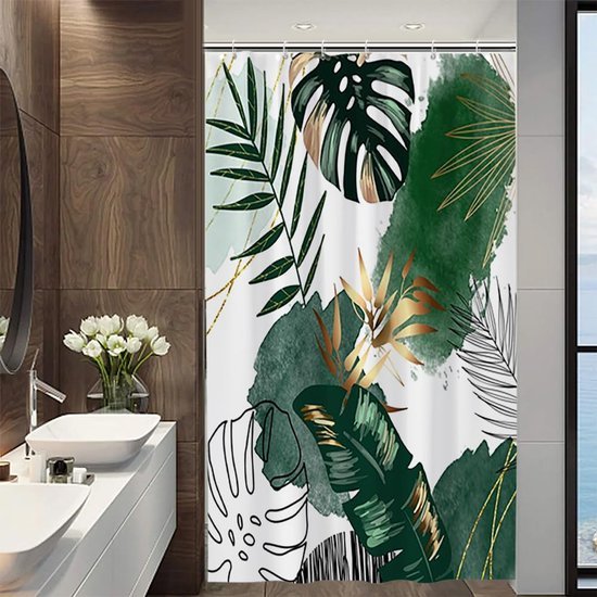 Unyqoos® Elegant Douchegordijn met Boho-Stijl en Jungle Palmblad Design voor Luxe Badkamers