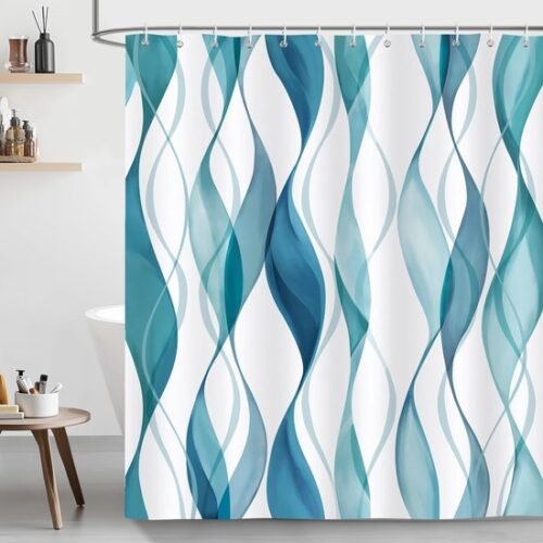 550x550-9142.jpg Unyqoos® Waterdicht Douchegordijn met Moderne Strepen en Accessoires, 180 x 180 cm