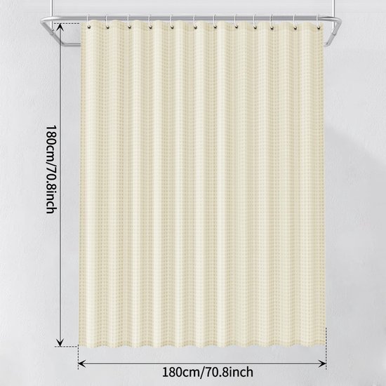 Unyqoos® Dekoratief Douchegordijn met Wafelpatroon en Waterafstotende Polyester Stof, Inclusief Haken