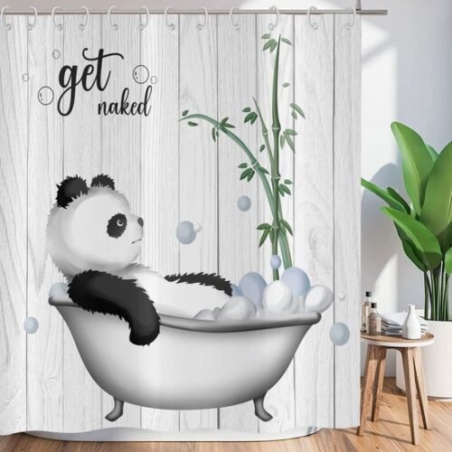 550x550-9230.jpg Unyqoos® Grappig Panda Douchegordijn met Waterdicht Polyester voor Badkamerdecoratie, 180x200 cm