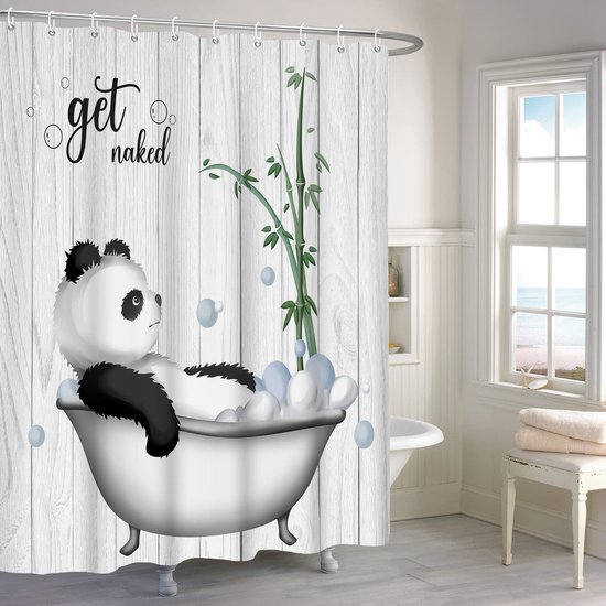 Unyqoos® Grappig Panda Douchegordijn met Waterdicht Polyester voor Badkamerdecoratie, 180x200 cm