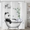 Unyqoos® Grappig Panda Douchegordijn met Waterdicht Polyester voor Badkamerdecoratie, 180x200 cm