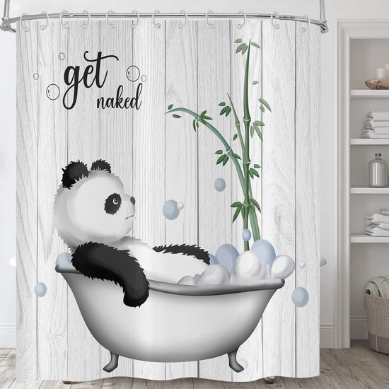 Unyqoos® Grappig Panda Douchegordijn met Waterdicht Polyester voor Badkamerdecoratie, 180x200 cm