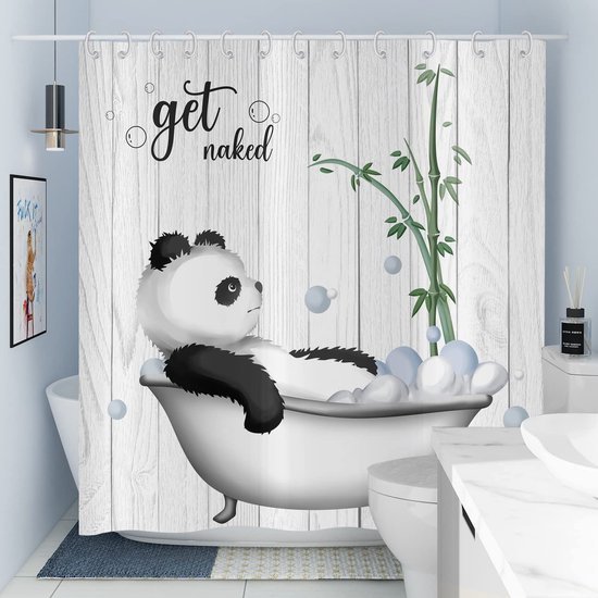 Unyqoos® Grappig Panda Douchegordijn met Waterdicht Polyester voor Badkamerdecoratie, 180x200 cm