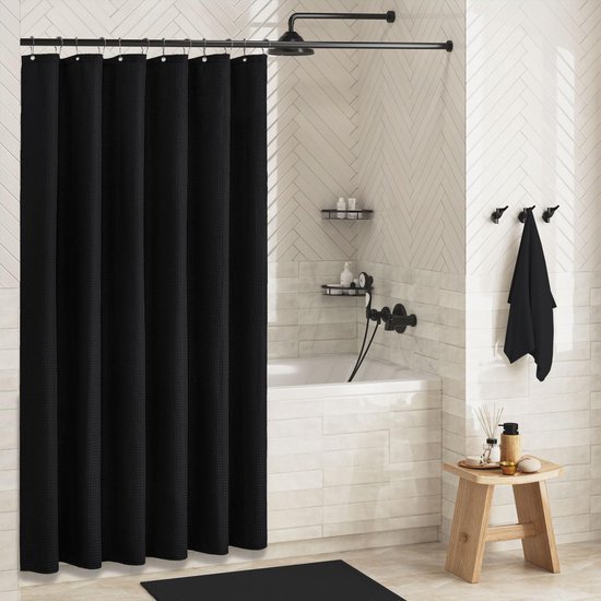 Unyqoos® Modern Douchegordijn met Wafelpatroon en Verzwaard Design voor Privacy en Stijlvolle Badkamerdecoratie