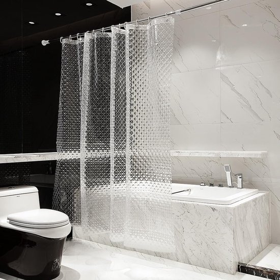 550x550-9251.jpg Unyqoos® Waterdicht douchegordijn met 3D-patroon en roestvrije ringen