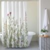 Unyqoos® Waterafstotend Douchegordijn met Bosbloem Motief en Ringen, 180 x 200 cm